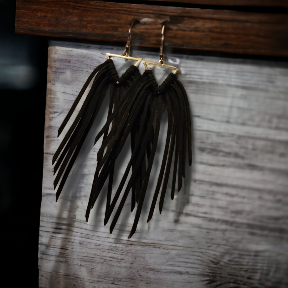 Bohemian Leather Fringe Earrings